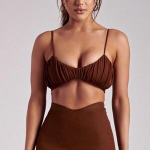 MESHKI Jordan Ruched Front V Front Top - Ginger